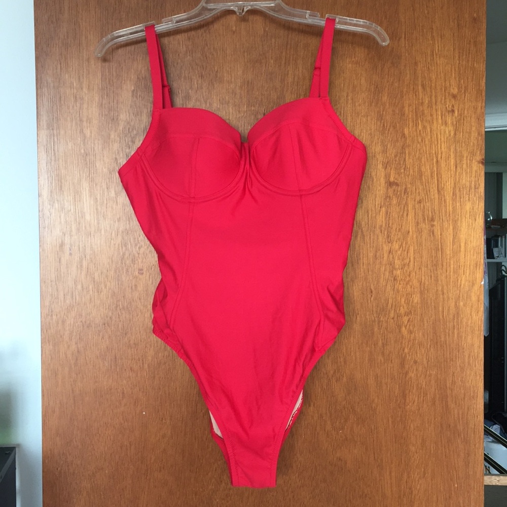 Red hot J. Crew demi cup swimsuit 10